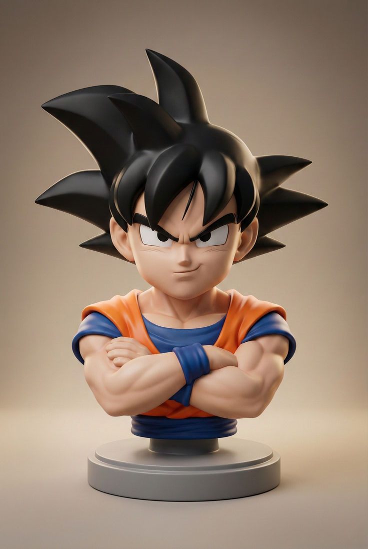 A 3D-printed and painted anime figure bust.