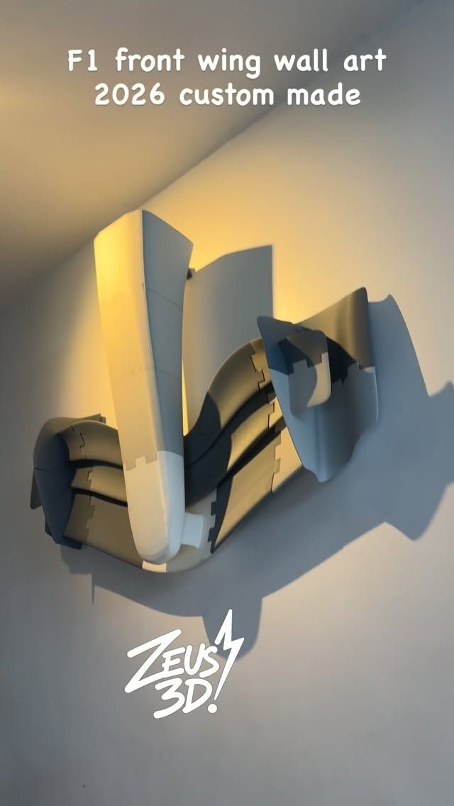 A 3D-printed aero wing mounted as a display piece.